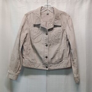 Caribbean Joe Women's PL Beige Paisley Corduroy Jacket 100% Cotton Casual Boho